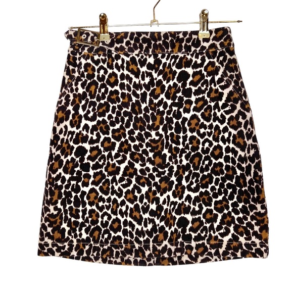 NWT J.CREW Buckle Mini Skirt in Leopard Corduroy. Size 00 - Picture 6 of 14